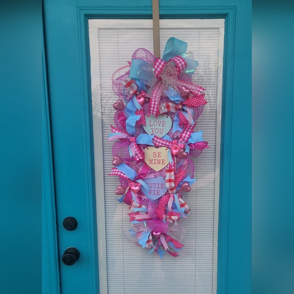 Other - New, handmade XL Valentine's swag/Wreath Pink and Teal